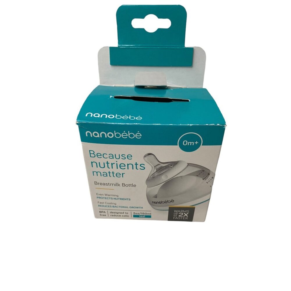 Nanobebe Breastmilk Bottle 360° Venting System 5oz BPA-Free Teal Reduce Colic